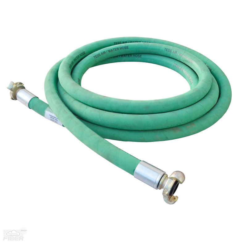 3/4" fleksibel luft- og vandslange m/EU-klokoblinger i pressede ender. 15 meter. Max. 20 bars tryk.
